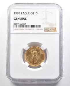 1993 $10 American Gold Eagle 1/4 Oz 0.25 Oz Gold Genuine NGC *0881 - Picture 1 of 3