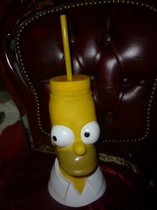 Sehr guter Zustand Homer Simpson Universal Studios Sammler Souvenir Getränke Behälter + Strohhalm - Bild 1 von 6