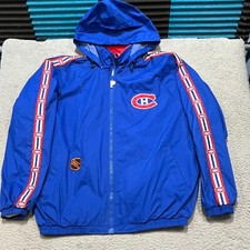 Montreal Canadiens Jacket Parka Mens 2XL Blue Pro Player Full Zip Vintage 80s