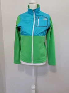 North Face Jacket Green Blue Full Zip Fleece ~ Youth Kid Girls XL 18 - Picture 1 of 2