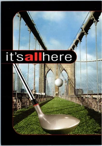 Vintage Postcard Time Warner Cable New York At It's Best Golf Brooklyn Bridge - Picture 1 of 2