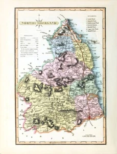 Vintage County Map of Northumberland 1819 Antique Reproduction Print A3 A4 - Picture 1 of 6