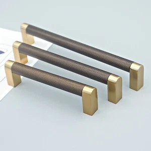 Champagne gold&Coffee Knurling Drawer Pulls Cabinet Pulls Handle Cupboard Handle - Picture 1 of 14