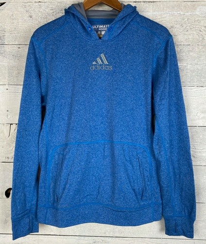 VETEMENTS Adidas Ultimate Felpa con Cappuccio Donna Blu Medio Elasticizzata Tasche Manica Lunga Pile