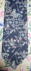 Vtg Wemlon Wembley Tie Blue BIRD Medieval Rich Brocade 4' Gorgeous - Picture 1 of 4