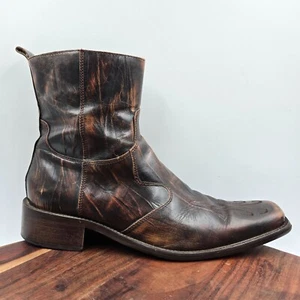 Botas Aldo Para Hombre 43/10 Cuero Marrón Envejecido Puntera Cuadrada Motociclista Occidental - Imagen 1 de 13