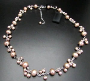 HONORA STERLING SILVER PINK PEARL DANGLE CHA CHA NECKLACE NIB - Picture 1 of 7