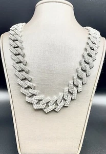 20 Inch Hip Hop Miami Cuban Link Chain 18K White Gold Plated 16mm - Picture 1 of 5