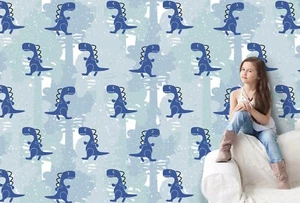 3D Animal Dinosaur Blue Self-adhesive Removeable Wallpaper Wall Mural1 1483 - Picture 1 of 11