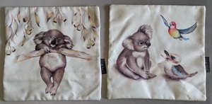 Sally Howell Pillow Covers Koala Kookaburra, Taffy Blue Collection - Picture 1 of 8