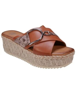 Gc Shoes Women’s Lindsey Strappy Platform Slide Sandals, Brown, 6 - Picture 1 of 1