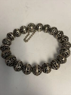 Silpada Sterling Silver Hemisphere Ball Filigree Magnetic Bracelet Size 8” - Image 1 of 4