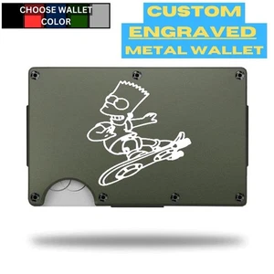 Custom BART SIMPSON #2 Laser Engraved Wallet - Pick A Wallet Color - Picture 1 of 11