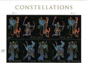 SC# 3945-48 - 37¢ 2005 - Constellations - MNH Top Dual PB of 10 with Label - Picture 1 of 1