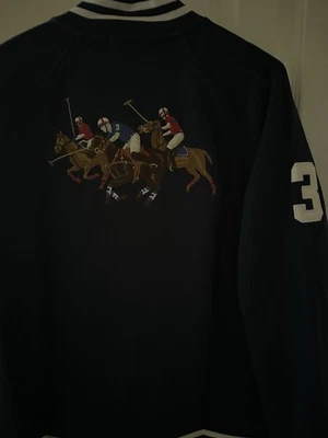 CHAQUETA DE BÉISBOL POLO RALPH LAUREN HOMBRE BORDADA TRIPLE PONY POLAR M AZUL MARINO NUEVA CON ETIQUETAS Foto 1 de 4