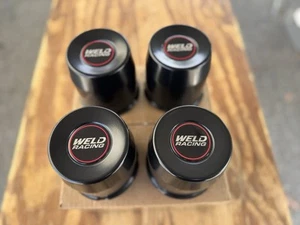4 BLACK WELD RACING STEEL CENTER CAPS 6 LUG WHEELS 4.25 OD , 4 1/2 TALL - Picture 1 of 3