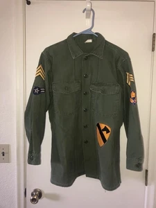 Camicia vintage anni 60 70 OG 107 esercito americano 1° divisione cavalleria verde uomo - Foto 1 di 13