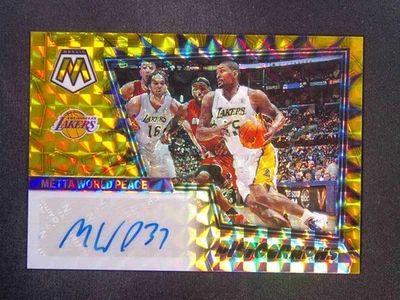 2022-23 Panini Mosaic Metta World Peace Pictographs Auto Gold /10 - Image 1 of 3