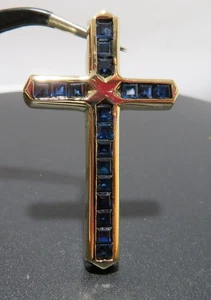 COLGANTE CRUZ ZAFIRO AZUL 14K YG 7,71 gramos (A22045-2) - Imagen 1 de 12