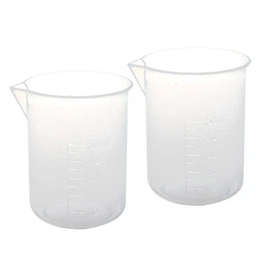 2 Stueck 50ml Labor plastik wasser Fluessigkeit messbecher Transparent M5H83930 - Bild 1 von 6