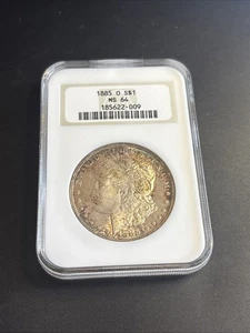 1885 Silver Morgan Dollar NGC MS64 Rim Toned - Picture 1 of 5