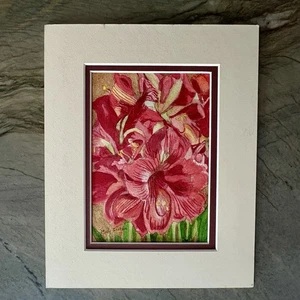 Original Aquarell "Amaryllisblüten" von Mary Staton signiert - Bild 1 von 10