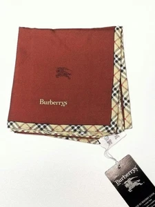 Burberry Unused Silk Scarf Brown Check Edge Horse Logo w/Tag - Picture 1 of 3