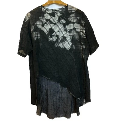 VESTIDO PARA MATAR Túnica Asimétrica Top Lagenlook Negro Blanco Semi Transparente Talla Única Foto 1 de 4