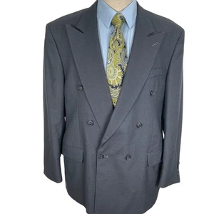 Gianfranco Ruffini Suit Jacket 44R Gray Plaid Double Breasted Blazer Tailored - Picture 1 of 12