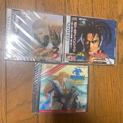 Lot of 3 Neo Geo CD Fatal Fury 3 Samurai Shodown II PC Engine Dragon Spirit - Image 1 of 4