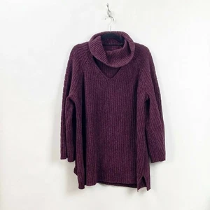 Lane Bryant 22/24 Plus Womens Maroon Cowl-neck Knit Keyhole Pullover Sweater - Picture 1 of 7