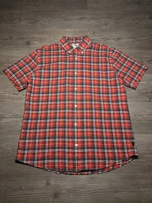 Relwen Shirt Men’s Size XL Textured Red Plaid Embroidered Summer Button Up Foto 1 de 4