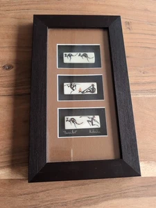 Vintage gerahmte Aborigines Knochenkunst, 3D Kunst, Kängurutänzer Mythen Knochenkunst 12x7 - Bild 1 von 4