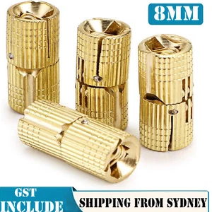 4Pcs 8mm Brass Cabinet Hidden Barrel Hinge Invisible Hinge Concealed Worktop AUS - Picture 1 of 12