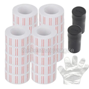 20 Rolls Price Labels Gun Paper Tag Sticker for MX-5500 Labeller White Red Line - Picture 1 of 6