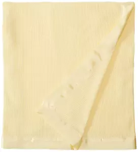 Coperta termica per bambini in tessuto waffle con bordo in nylon satinato (giallo) - Foto 1 di 5