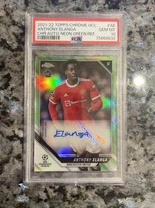 2021-22 Topps Chrome UEFA Anthony Elanga Neon Green AUTO RC PSA 10 /99 SP - Picture 1 of 2