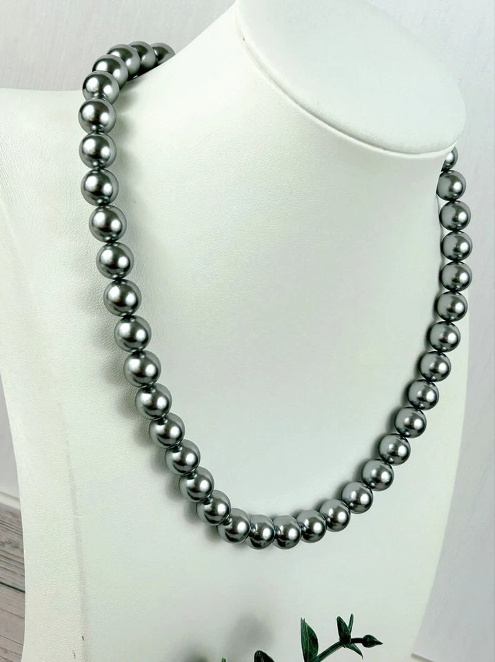 Collares A++ Hematita lisos redondos con cuentas propiedades curativas 24"" para hombre Foto 1 de 4