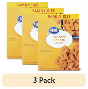 (3 pack) GREAT VALUE 21 OZ CHEESE CRACKERS - Picture 1 of 9