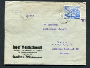 Deutsches Reich 2.WK : Besserer Zensurbrief von 1940 - Graslitz in die Schweiz - Bild 1 von 2