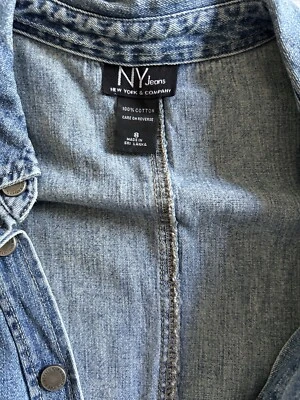 VTG-Denim Dress Bundle NY Jeans & Faded Glory Size 8 Metal Snaps/Buttons Y2K - Image 1 of 4