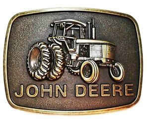 John Deere Tractor Bronzetone Metal Belt Buckle