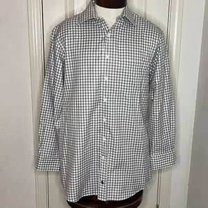 Camisa Hart Schaffner Marx No Hierro Gris/Blanco Cuadros 16/33 Botón Frontal Algodón - Imagen 1 de 6