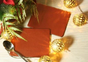 Set of 6 Copper Elementary Bonded Leather Coasters - Made in Britain - Picture 1 of 1