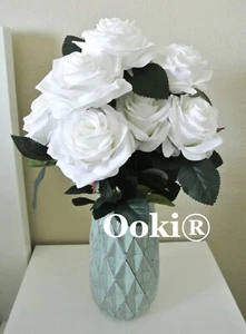 White Bouquet 10 Heads Decoration Artificial Silk Rose Bush Flower Wedding - Picture 1 of 6