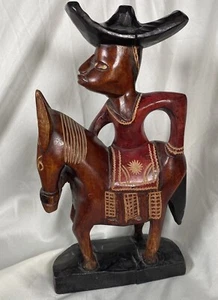 Vintage geschnitztes Holz Pferd Reiter mexikanisch zentral südamerikanisch primitive Volkskunst - Bild 1 von 13