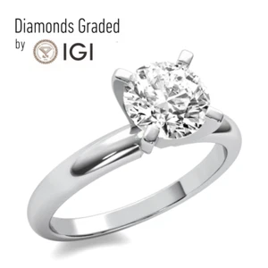 1,50 ct D VVS2 IGI Zertifikat runder im Labor gezüchteter Diamant Verlobungsring Platin - Bild 1 von 4