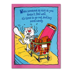 Funny GET WELL SOON Card, by American Greetings, Chocolate, Candy Cat + Envelope - Picture 1 of 5