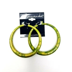 Pendientes de aro de oro y verde para joyería de moda Taramanda nuevos con etiquetas - Imagen 1 de 2