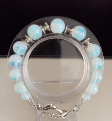 Schmuck Perlen Armband  Opal -(Nachbildung)Perlen mit Metall Spacer Perlen 20 cm - Bild 1 von 2